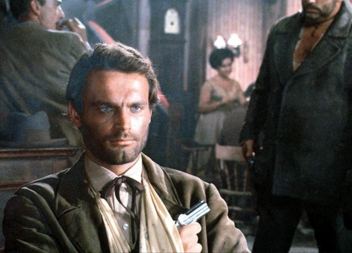 Dio perdona... io no! , il primo film della coppia Hill/Spencer Terence Hill in una scena di Dio perdona... io no!