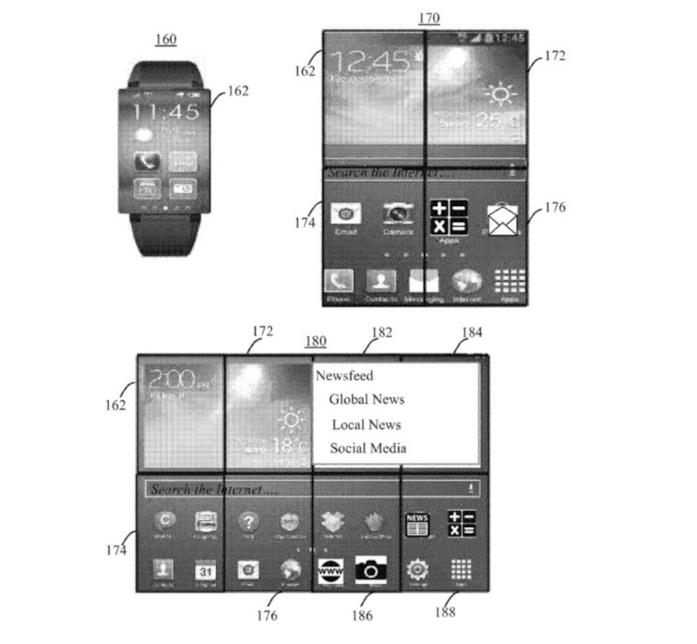 IBM pensa ad uno smartwatch che si trasforma in tablet o smartphone Illustrazione ricavata dal brevetto dello smartwatch IBM