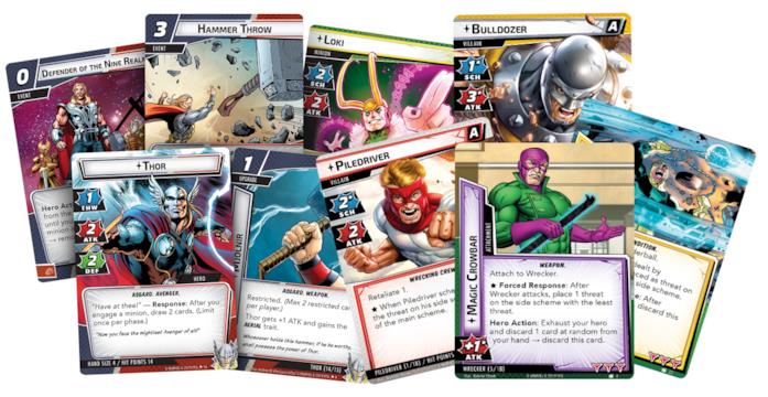 Alcune carte dei pack dedicati alla Squadra Distruttrice e a Thor Alcune carte dei pack dedicati alla Squadra Distruttrice e a Thor di Marvel Champions