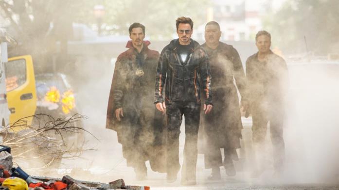 Gli Avengers hanno rischiato di scontrarsi con Jason Momoa? Benedict Cumberbatch, Robert Downey Jr., Benedict Wong e Mark Ruffalo in Avengers: Infinity War