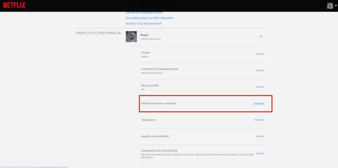 Attività di visione contenuti su Netflix Netflix, Attività di visione contenuti