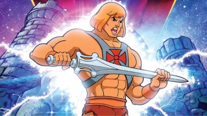 Un primo piano di He-Man nell'intro della serie animata Masters of the Universe