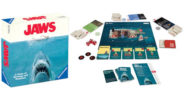 Il contenuto della scatola del gioco da tavolo Lo Squalo