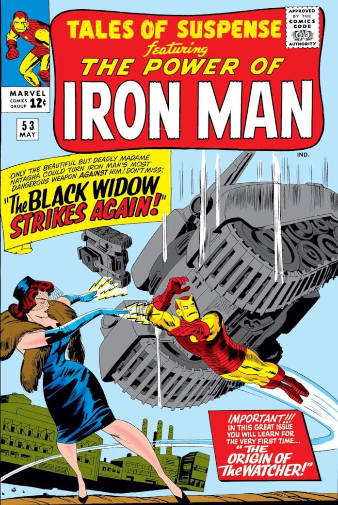 L'origine degli Osservatori Iron Man e Black Widow sulla cover di un fumetto Marvel