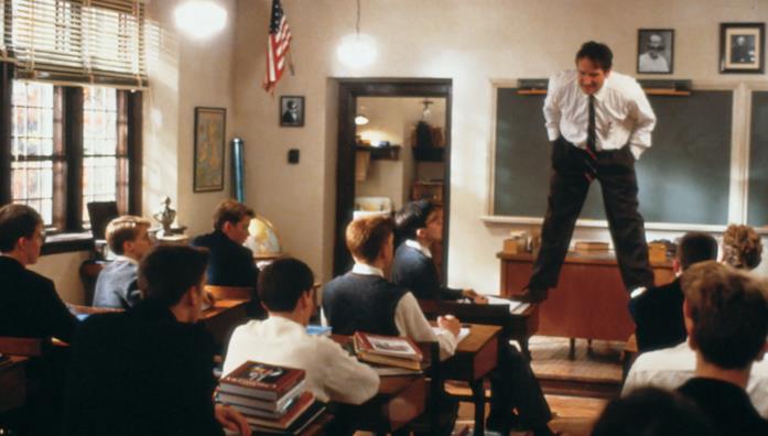 Robin Williams è stato protagonista di L'attimo fuggente Un'immagine del film L'attimo fuggente