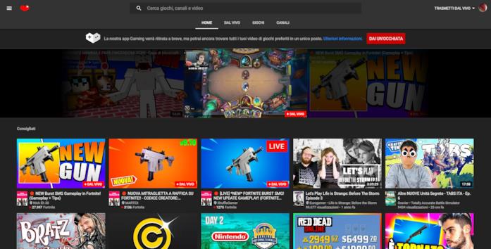 Youtube Gaming Home di Youtube Gaming