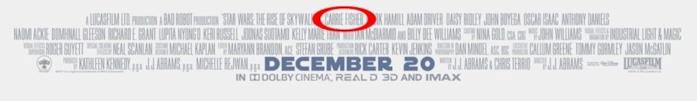 Star Wars: L'ascesa di Skywalker, l'analisi del trailer finale Il nome di Carrie Fisher in evidenza sul poster del film Star Wars: L'ascesa di Skywalker