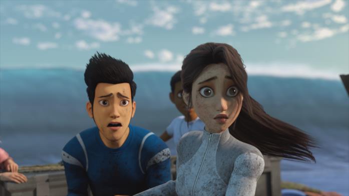 Yaz in una scena di Jurassic World - Nuove Avventure Yaz visibilmente preoccupata in una scena dal finale della terza stagione
