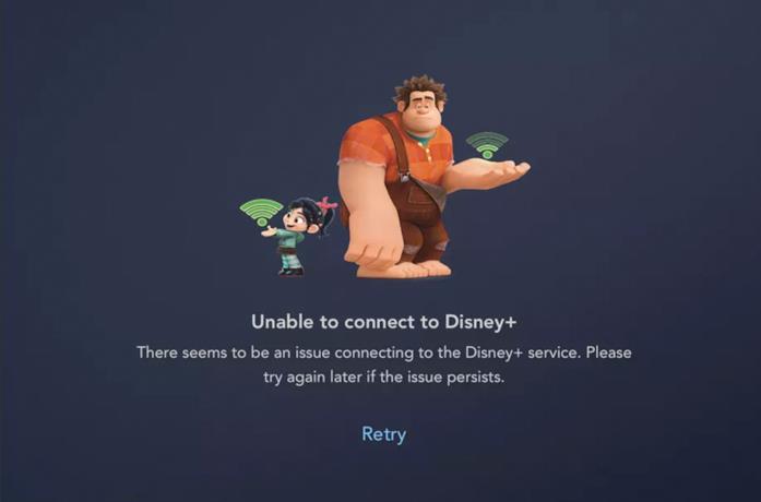 pagina di errore di disney+ con Vanellope e Ralph