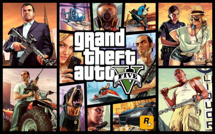 La copertina del videogame Grand Theft Auto 5