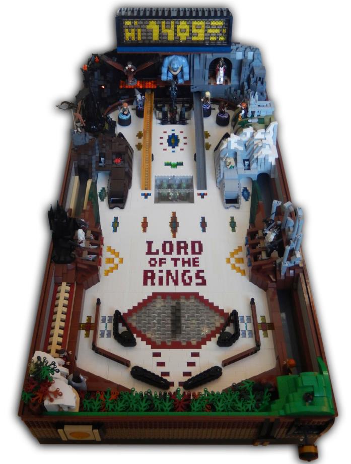 Il flipper a tema Il Signore degli Anelli di LEGO Primo piano del set LEGO Il flipper a tema Il Signore degli Anelli
