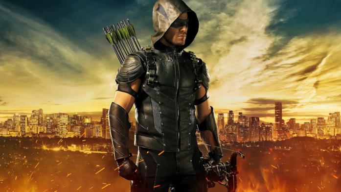 La fittizia Star City di Arrow Primo piano di Stephen Amell come Arrow