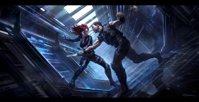 Black Widow contro Occhio di Falco Occhio di Falco ha un coltello nel combattimento contro Vedova Nera