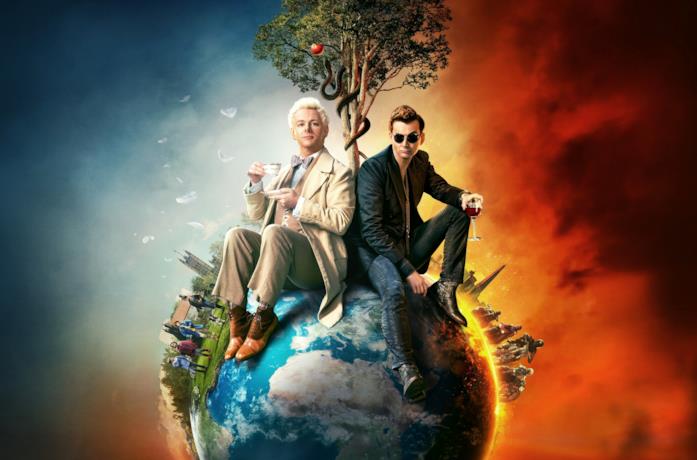 Michael Sheen e David Tennant nel poster promozionale di Good Omens