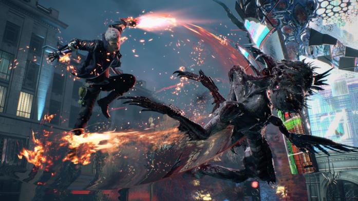 Nero in azione in Devil May Cry 5