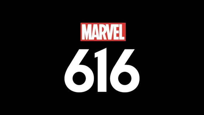 Il logo di Marvel 616 Il logo di Marvel 616 sopra uno sfondo nero