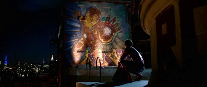 Iron Man, il murales Spider-Man: Far Frome Home Iron Man su un murales