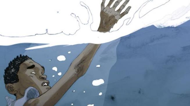 La copertina del reportage a fumetti Salvezza