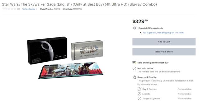 Star Wars 27-Disc 4K Blu-ray Box Set Star Wars 27-Disc 4K Blu-ray Box Set su Best Buy Canada