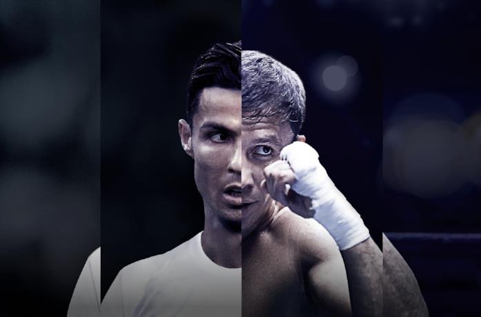 Un primo piano di Cristiano Ronaldo e Anthony Joshua