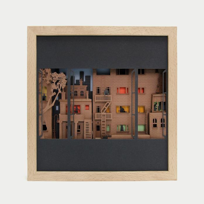 La finestra sul cortile di Hitchcock Il quadro 3D dell'artista Rubén Martìnez