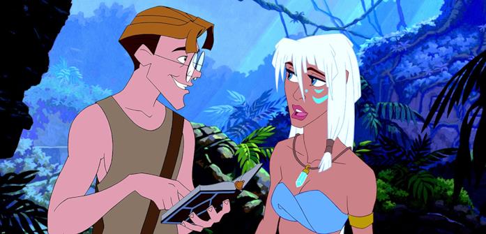 Milo e Kida in Atlantis - L'impero perduto Milo aiuta Kida a tradurre Il Diario del vecchio pastore