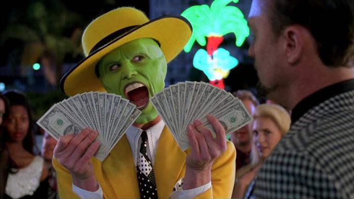 Mask interpretato da Jim Carrey in una scena del film The Mask - Da zero a mito