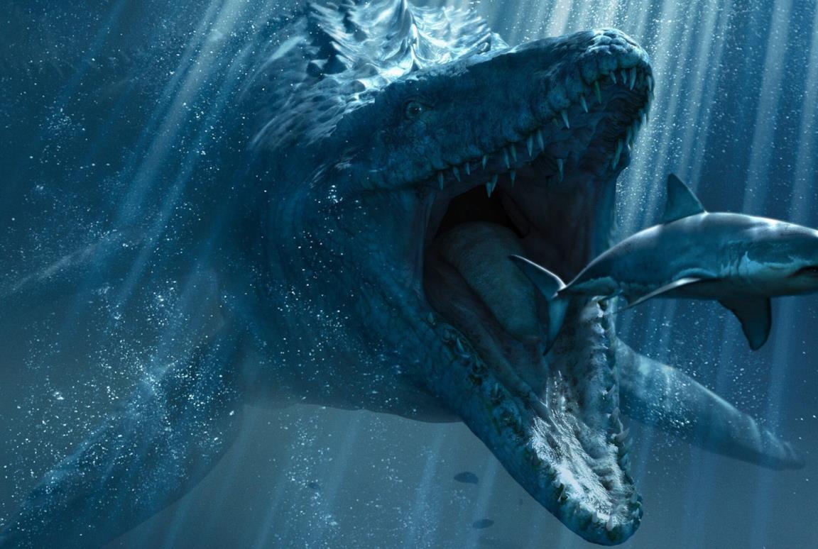 Il Mososauro di Jurassic World visto sott'acqua