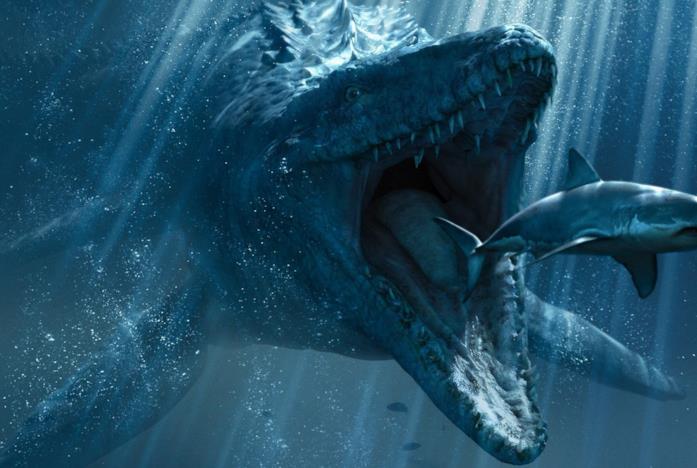 Il Mososauro di Jurassic World visto sott'acqua