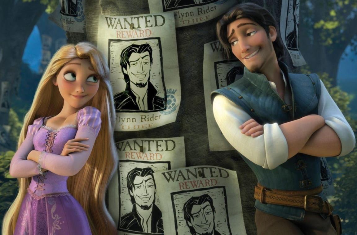 Rapunzel e Eugene si guardano complici