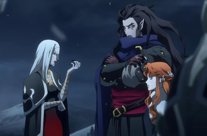 Prime teorie sulla quarta stagione di Castlevania Un'immagine di Carmilla e le sue sorelle nella serie Castlevania