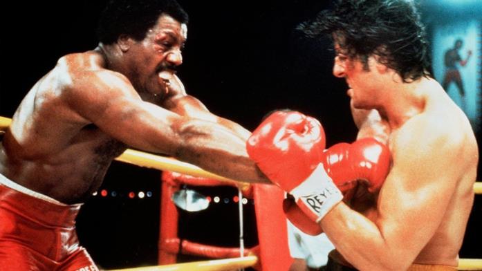 Rocky, l'incontro con Creed Carl Weathers e Sylvester Stallone in una scena di Rocky