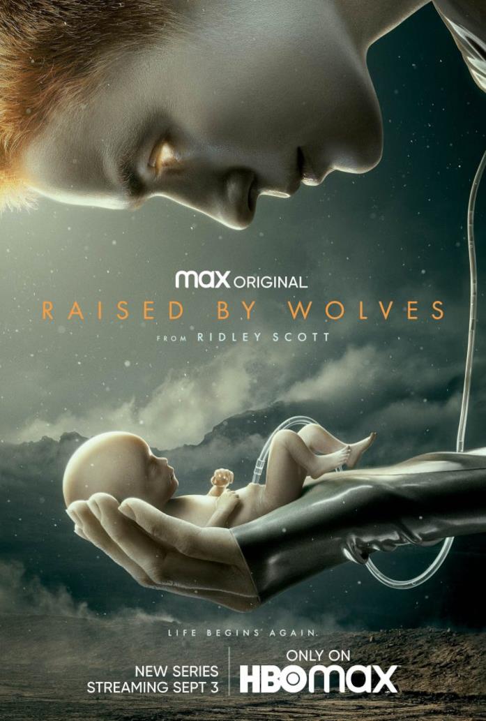 Raised by Wolves, trailer e poster Un androide tiene in mano un bambino