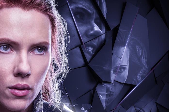 Il volto di Vedova nera in un poster promozionale di Avengers: Endgame