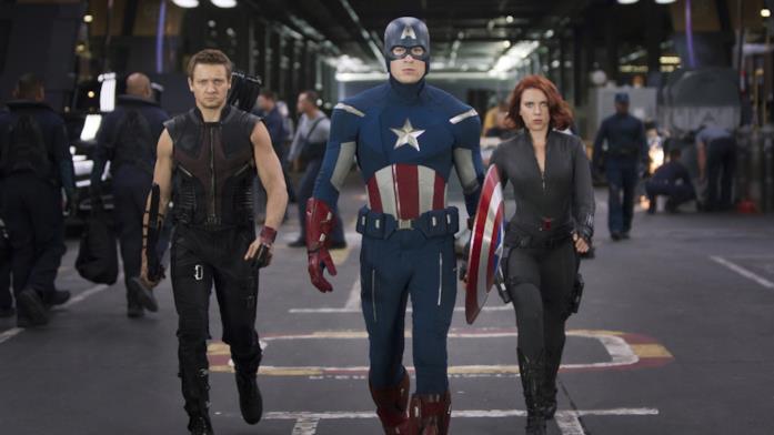 Capitan America, Vedova Nera e Occhio di Falco in The Avengers