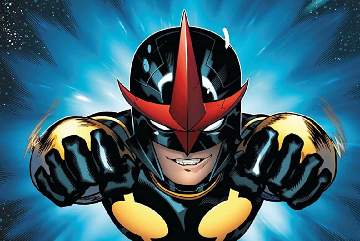 Nova nella sua versione a fumetti mentre vola