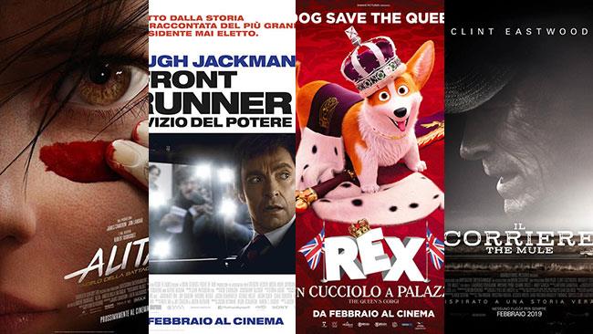 I poster di Alita - Angelo della Battaglia, The Front Runner, Rex - Un cucciolo a palazzo, The Mule