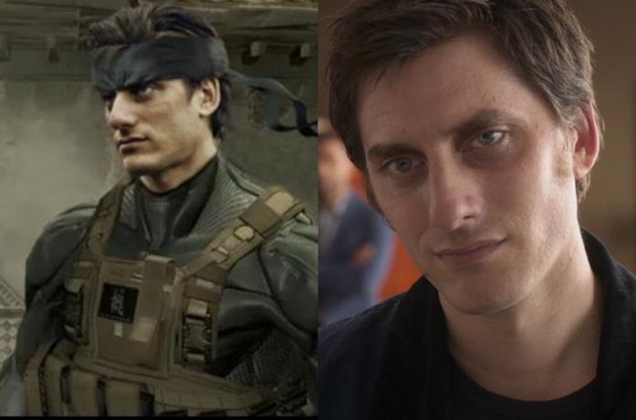 Una fan art di Luca Marinelli nei panni di Solid Snake e una scena di The Old Guard
