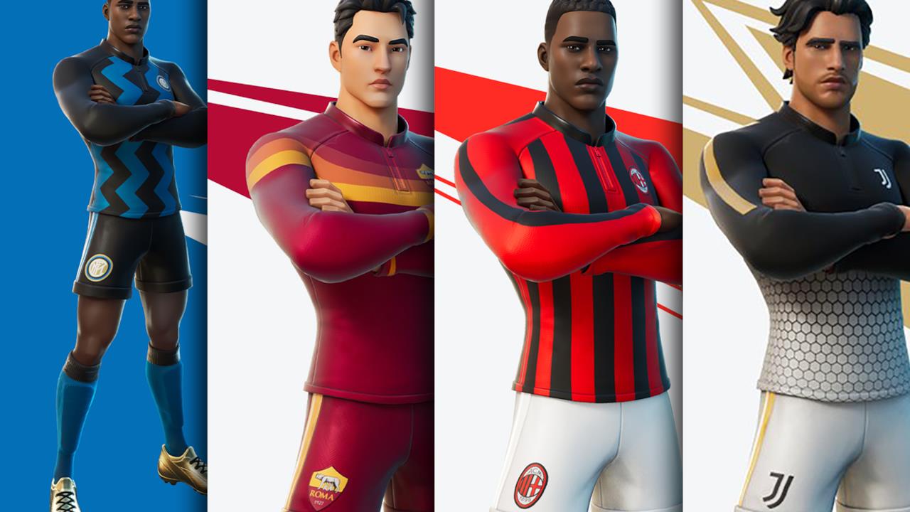 Fortnite incontra la Serie A: le divise di Inter, Roma, Milan e Juve diventano skin Fortnite incontra la Serie A: le divise di Inter, Roma, Milan e Juve diventano skin