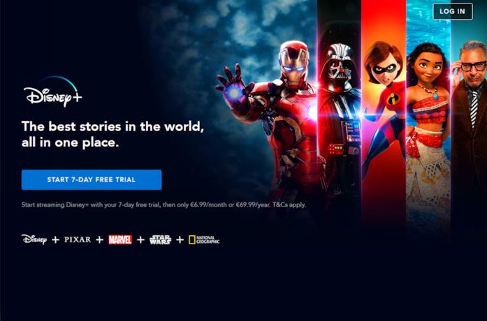 La home page di Disney+
