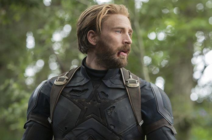 Chris Evans come Capitan America in Avengers: Infinity War