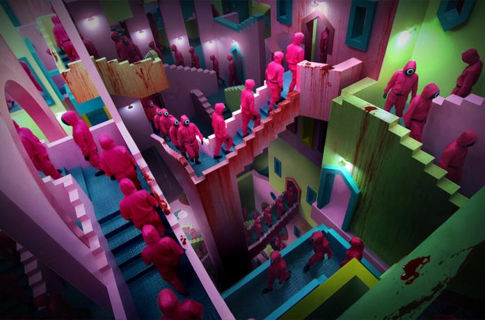 Una scena di Squid Game