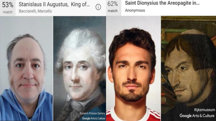 Due utenti Twitter hanno condiviso i risultati ottenuti dall'app Google Arts & Culture