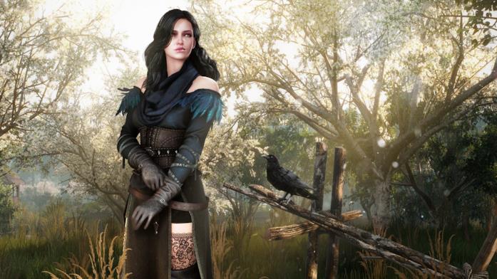 Yennefer su The Witcher 3 Yennefer la maga nella foresta con il suo corvo