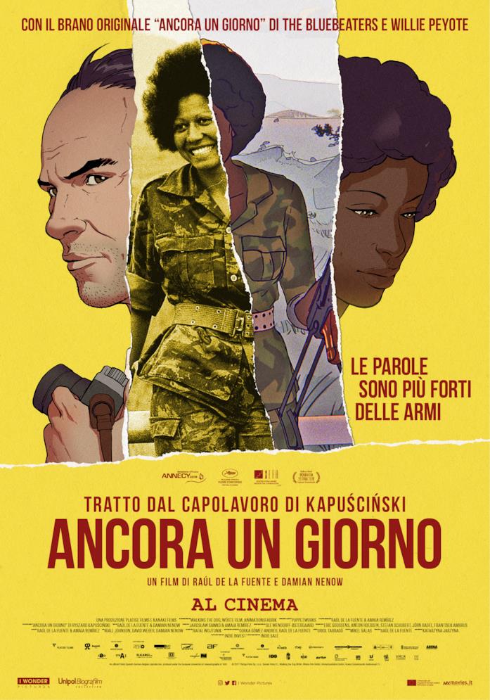 La locandina ufficiale di Ancora un altro giorno, vincitore dell'European Film Academy Award 2018 Il poster del film Ancora un giorno