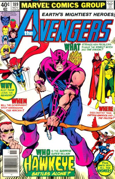 La cover del fumetto Avengers 189