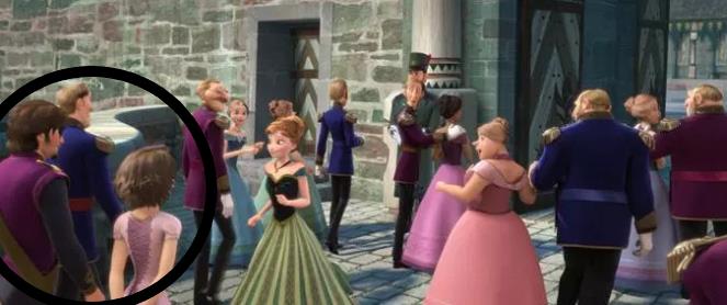 Rapunzel e il suo amato sono presenti ad Arendelle Rapunzel e Flynn all'incoronazione di Elsa