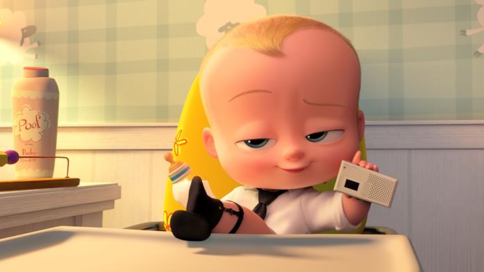 Baby Boss con un'espressione soddisfatta