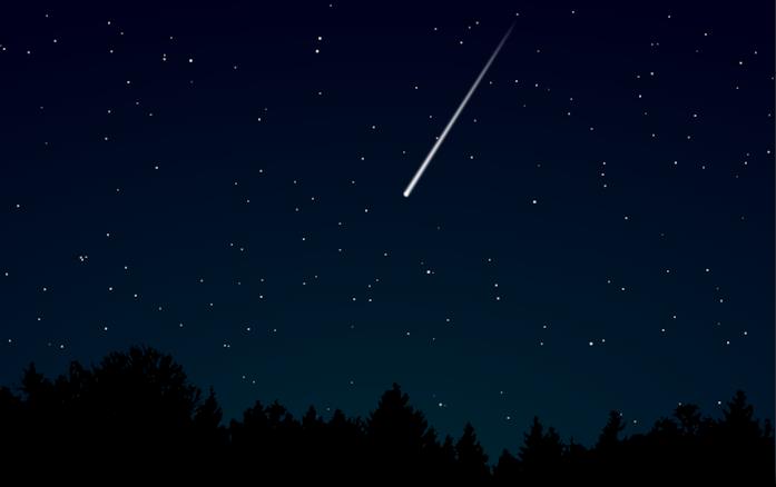 Le stelle cadenti illuminano i cicli estivi Stella cadente nel cielo notturno