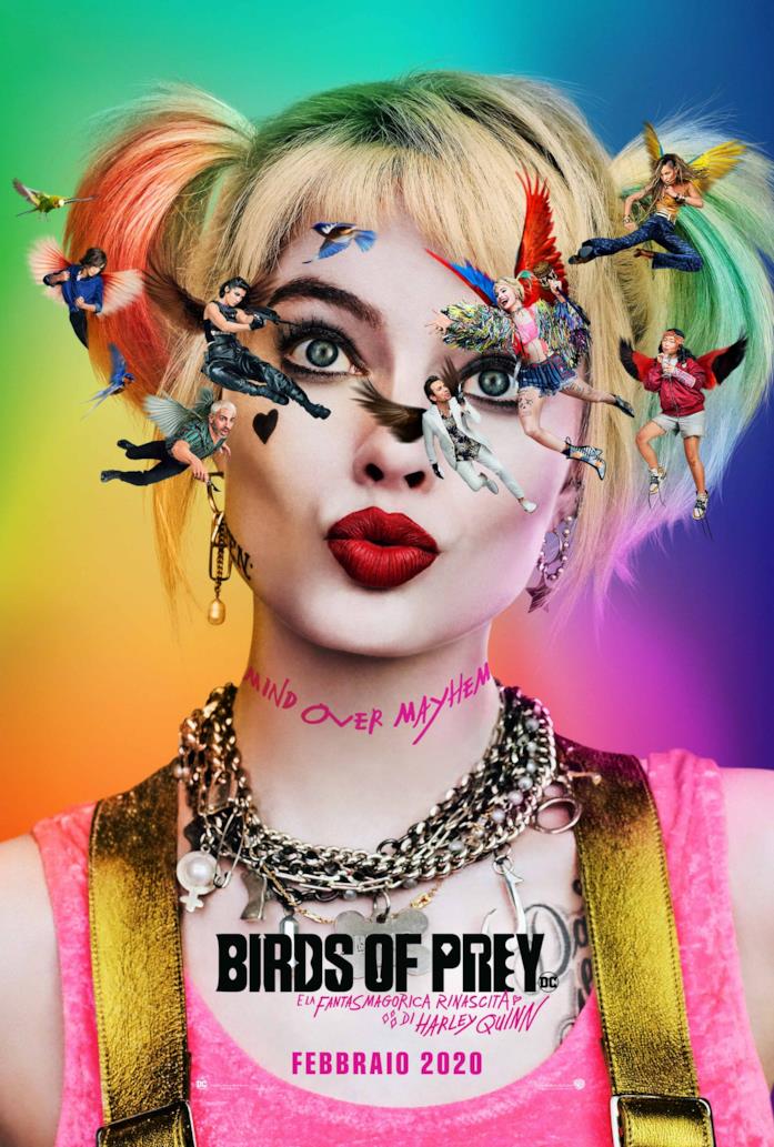 Birds of Prey, il teaser poster ufficiale Harley Quinn con i personaggi che le volano davanti nel poster di Brids of Prey
